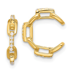 Yellow Gold-plated Sterling Silver CZ Chain Link Design Pair of 2 Ear Cuffs