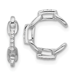 Rhodium-plated Sterling Silver CZ Chain Link Design Pair of 2 Ear Cuffs