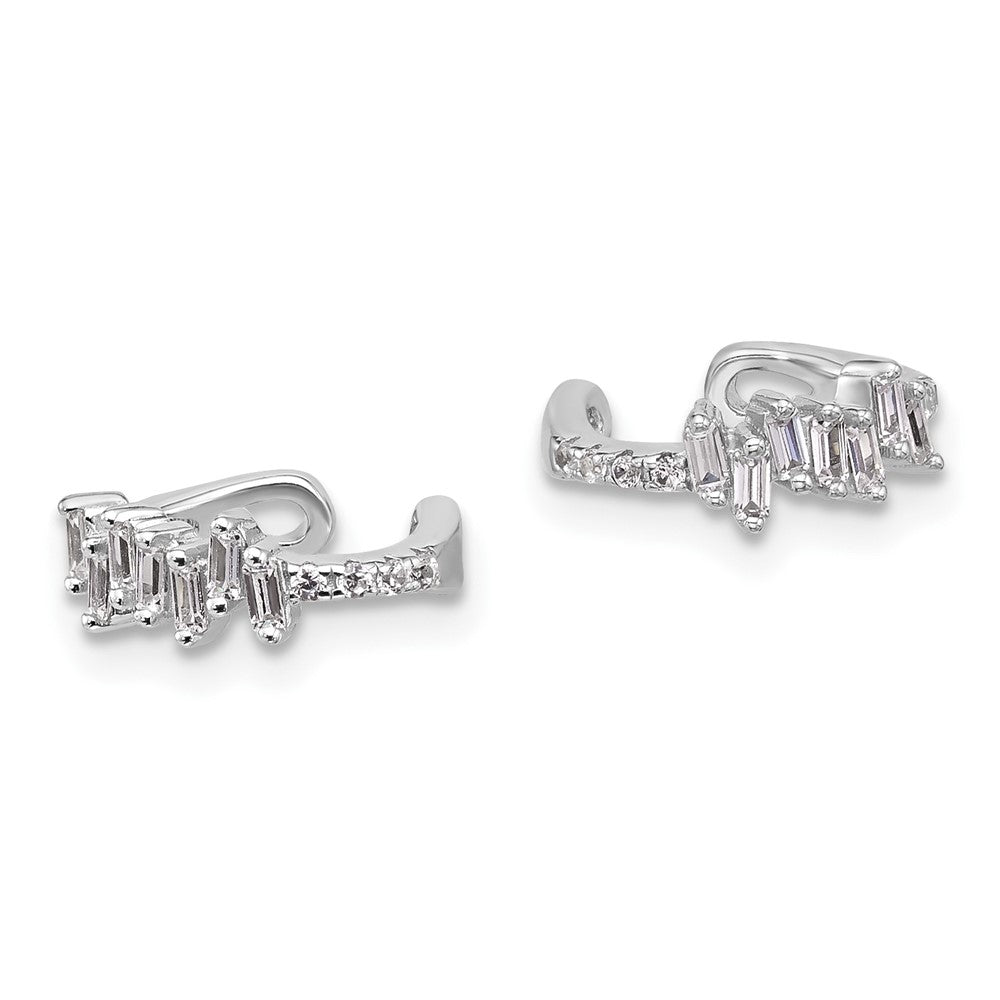 Rhodium-plated Sterling Silver CZ Pair of 2 Ear Cuffs