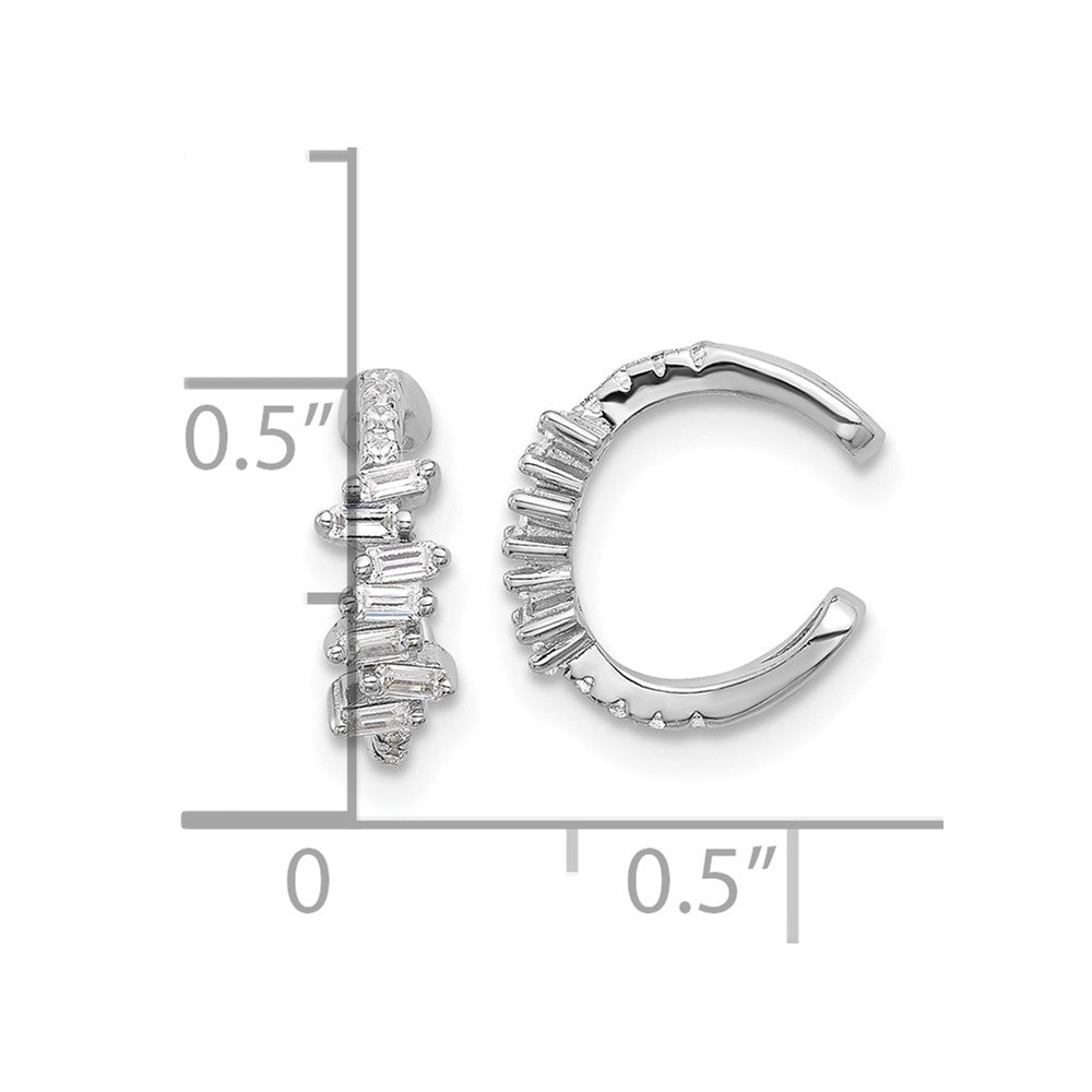 Rhodium-plated Sterling Silver CZ Pair of 2 Ear Cuffs