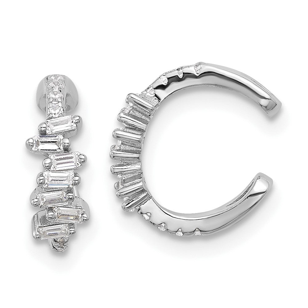 Rhodium-plated Sterling Silver CZ Pair of 2 Ear Cuffs