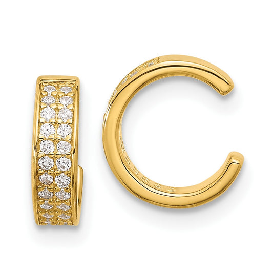 Yellow Gold-plated Sterling Silver CZ Pair of 2 Ear Cuffs