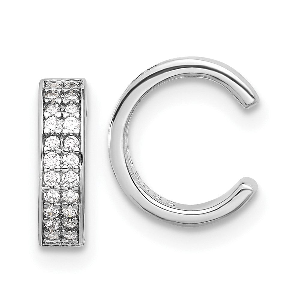 Rhodium-plated Sterling Silver CZ Pair of 2 Ear Cuffs