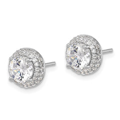 Rhodium-plated Sterling Silver 6mm CZ Post Earrings