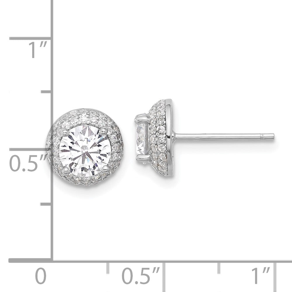 Rhodium-plated Sterling Silver 6mm CZ Post Earrings