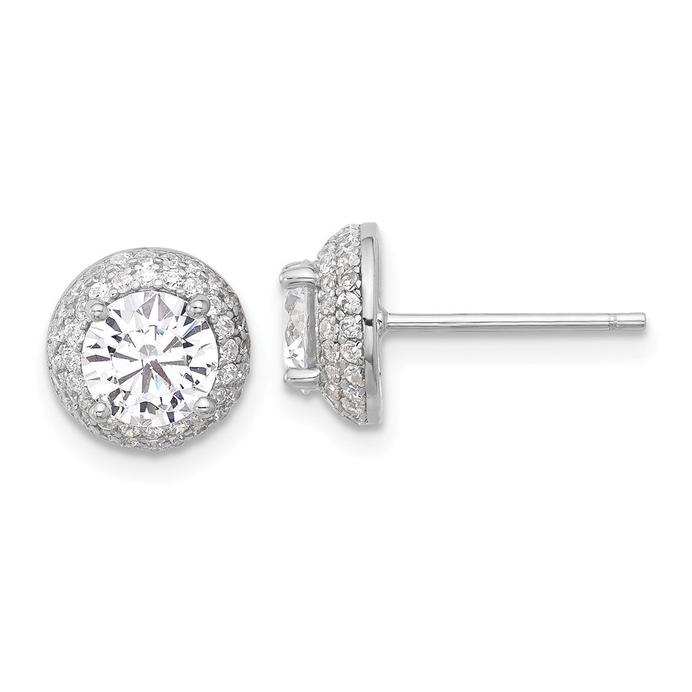 Rhodium-plated Sterling Silver 6mm CZ Post Earrings