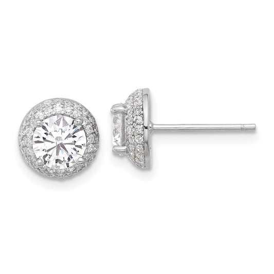 Rhodium-plated Sterling Silver 6mm CZ Post Earrings