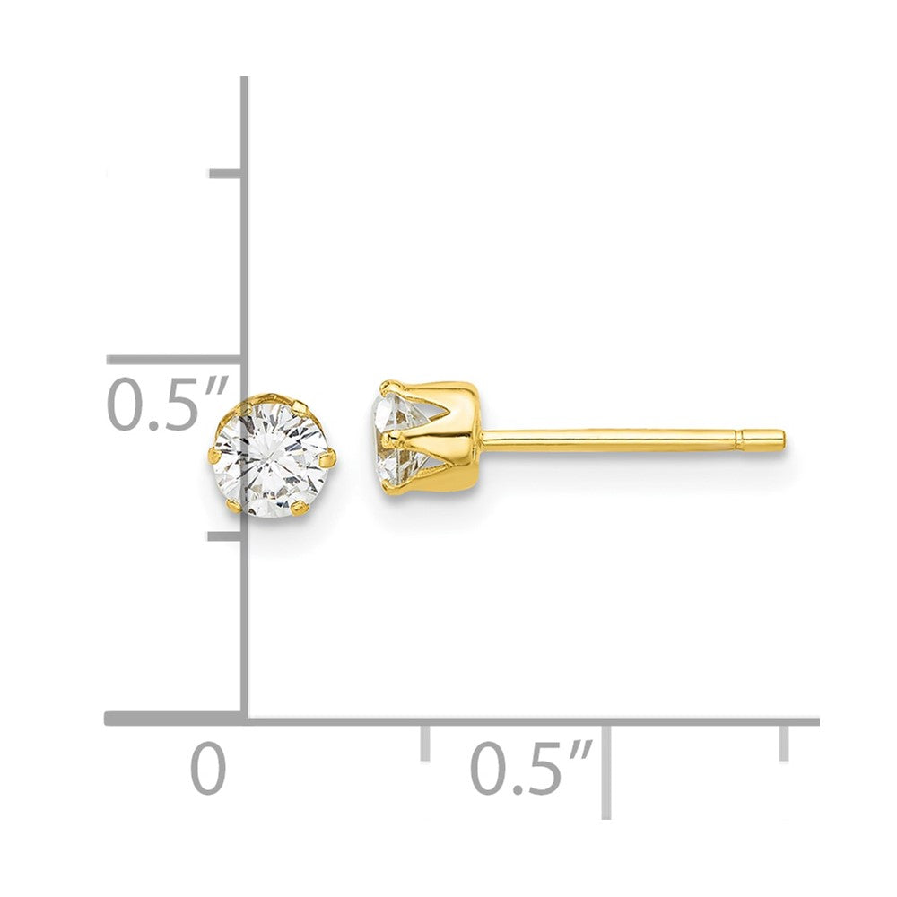 Yellow Gold-plated Sterling Silver 4mm CZ Post Stud Earrings
