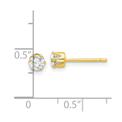 Yellow Gold-plated Sterling Silver 4mm CZ Post Stud Earrings