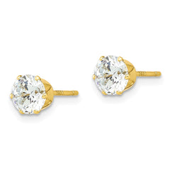 Yellow Gold-plated Sterling Silver 6mm CZ Post Stud Earrings