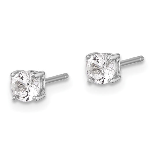 Rhodium-plated Sterling Silver 4mm Created White Sapphire Stud Earrings