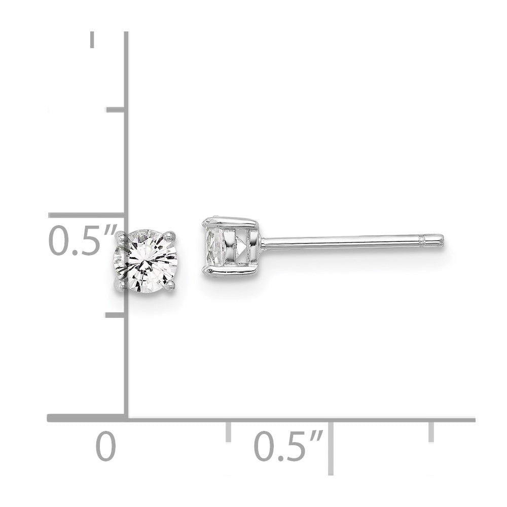 Rhodium-plated Sterling Silver 4mm Created White Sapphire Stud Earrings