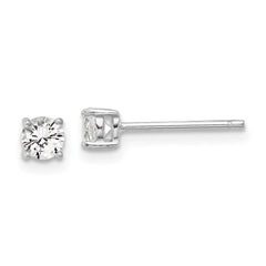 Rhodium-plated Sterling Silver 4mm Created White Sapphire Stud Earrings