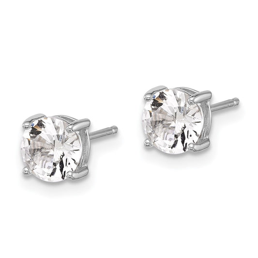 Rhodium-plated Sterling Silver 6mm Created White Sapphire Stud Earrings