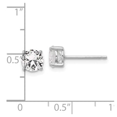 Rhodium-plated Sterling Silver 6mm Created White Sapphire Stud Earrings