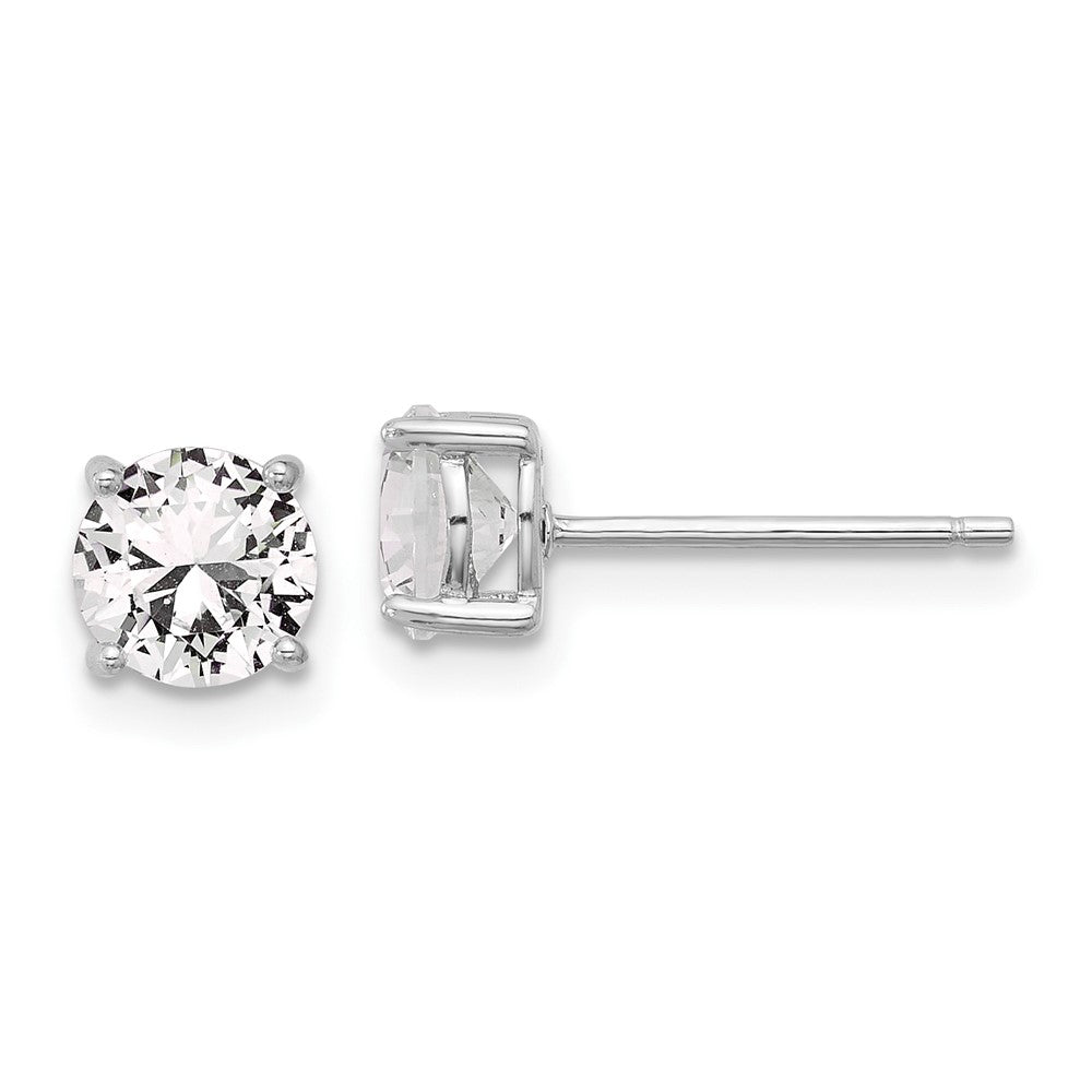 Rhodium-plated Sterling Silver 6mm Created White Sapphire Stud Earrings