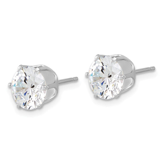 Rhodium-plated Sterling Silver 8mm CZ Post Stud Earrings