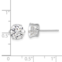 Rhodium-plated Sterling Silver 8mm CZ Post Stud Earrings