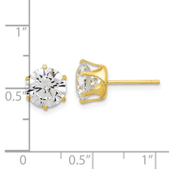 Yellow Gold-plated Sterling Silver 8mm CZ Post Stud Earrings