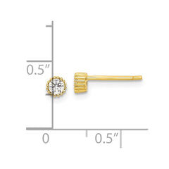 Yellow Gold-plated Sterling Silver 4mm CZ Post Earrings