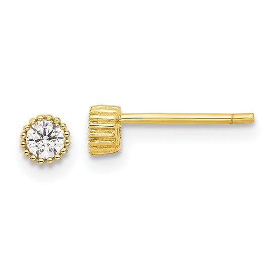 Yellow Gold-plated Sterling Silver 4mm CZ Post Earrings