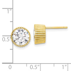 Yellow Gold-plated Sterling Silver 9mm CZ Post Earrings