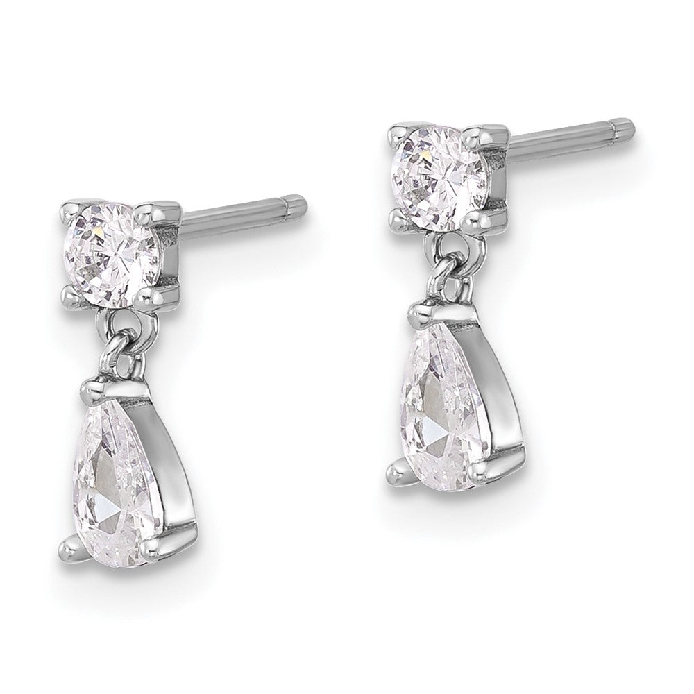 Rhodium-plated Sterling Silver CZ Post Dangle Earrings