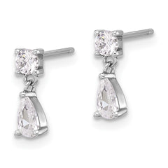 Rhodium-plated Sterling Silver CZ Post Dangle Earrings