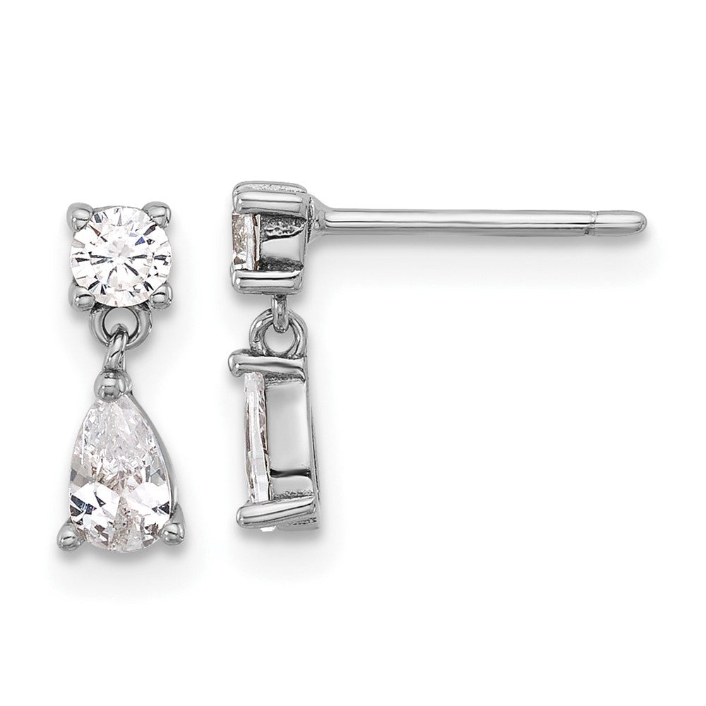 Rhodium-plated Sterling Silver CZ Post Dangle Earrings