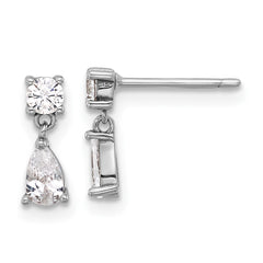 Rhodium-plated Sterling Silver CZ Post Dangle Earrings