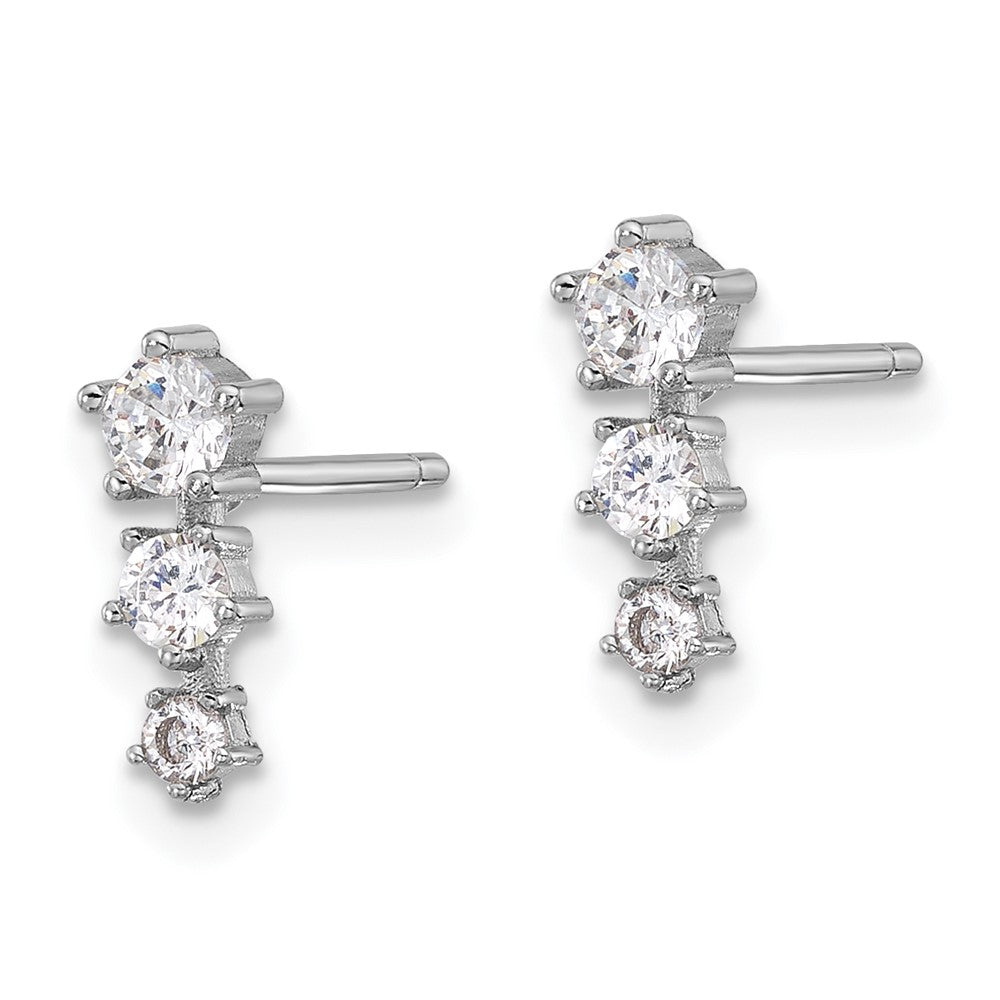 Rhodium-plated Sterling Silver CZ Star Post Earrings