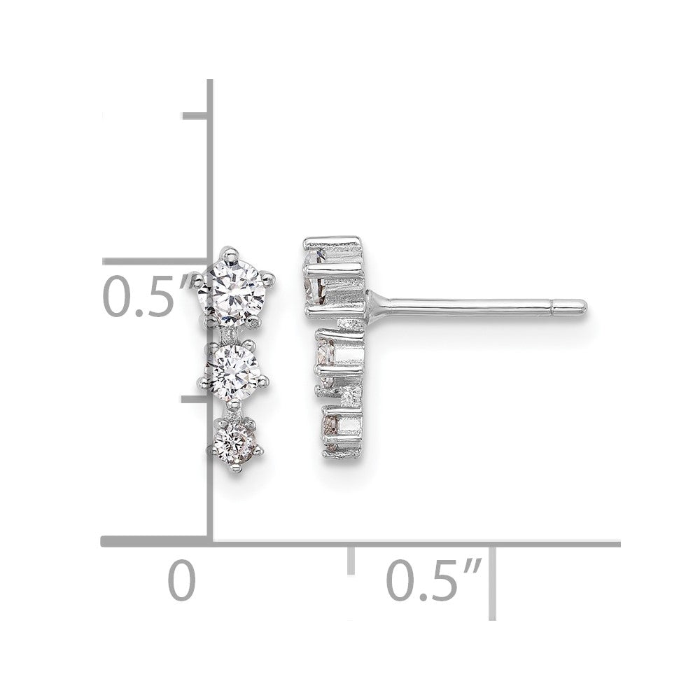 Rhodium-plated Sterling Silver CZ Star Post Earrings