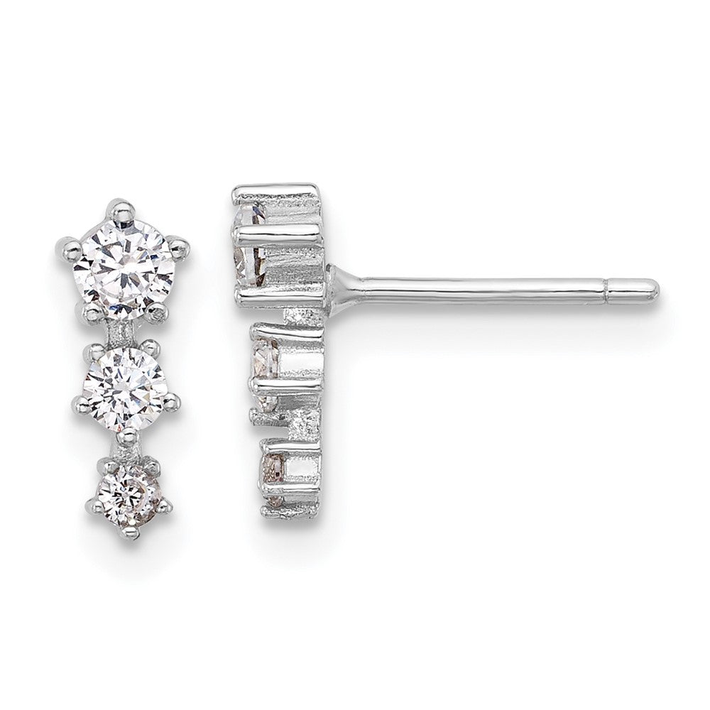 Rhodium-plated Sterling Silver CZ Star Post Earrings