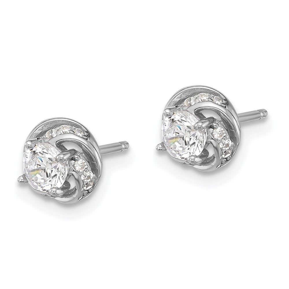 Rhodium-plated Sterling Silver CZ Post Earrings