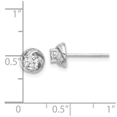 Rhodium-plated Sterling Silver CZ Post Earrings