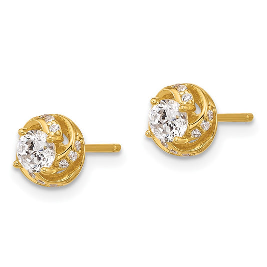 Yellow Gold-plated Sterling Silver CZ Post Earrings