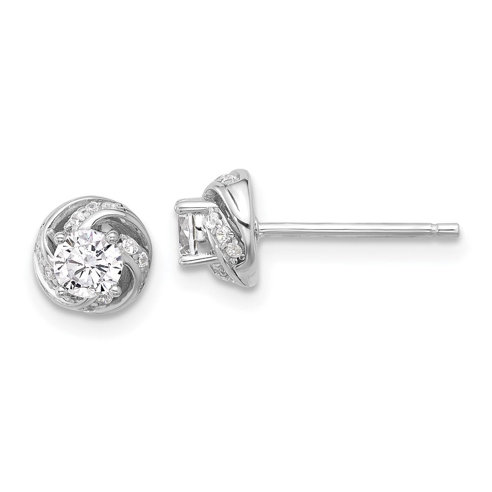 Rhodium-plated Sterling Silver CZ Post Earrings