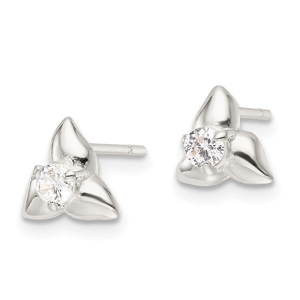 Sterling Silver Polished CZ Post Earrings