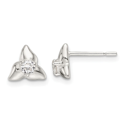 Sterling Silver Polished CZ Post Earrings