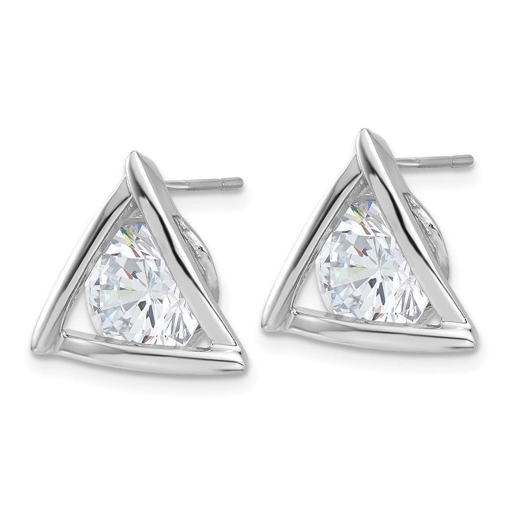 Sterling Silver Triangle CZ Post Earrings