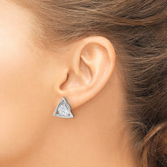 Sterling Silver Triangle CZ Post Earrings