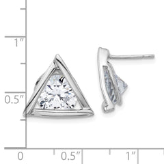 Sterling Silver Triangle CZ Post Earrings