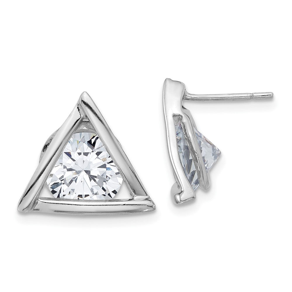 Sterling Silver Triangle CZ Post Earrings