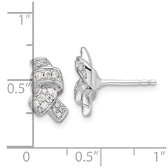 Rhodium-plated Sterling Silver CZ Knot Post Earrings