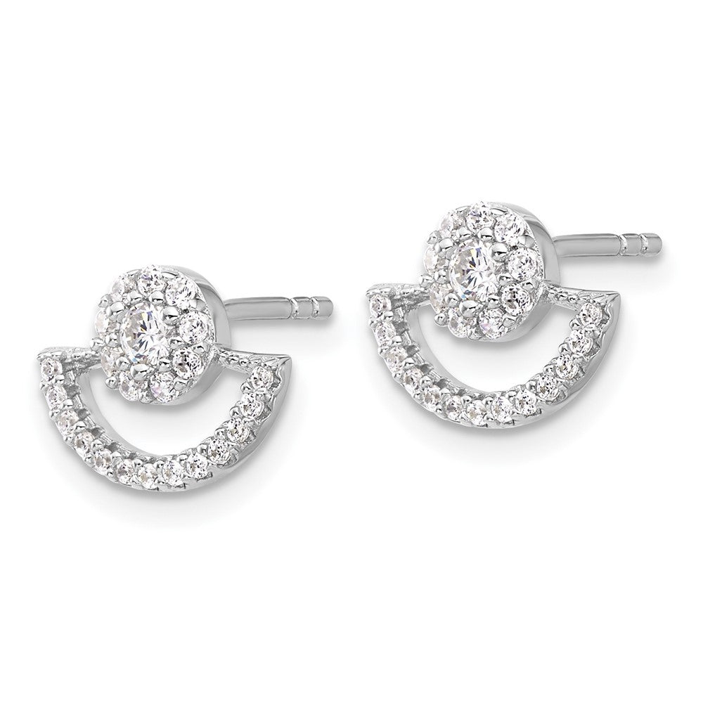 Rhodium-plated Sterling Silver Fancy CZ Post Earrings