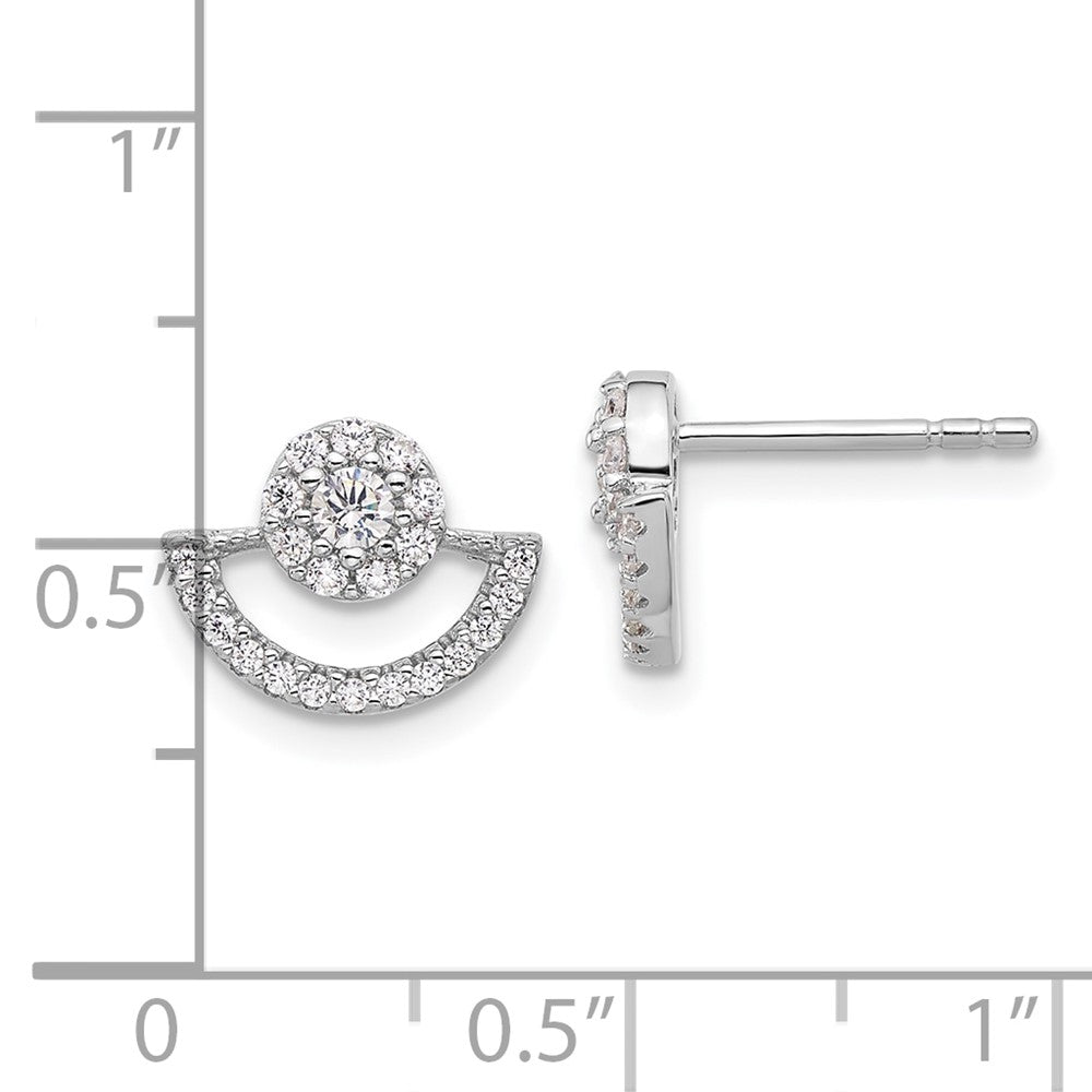 Rhodium-plated Sterling Silver Fancy CZ Post Earrings