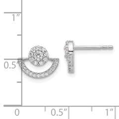 Rhodium-plated Sterling Silver Fancy CZ Post Earrings