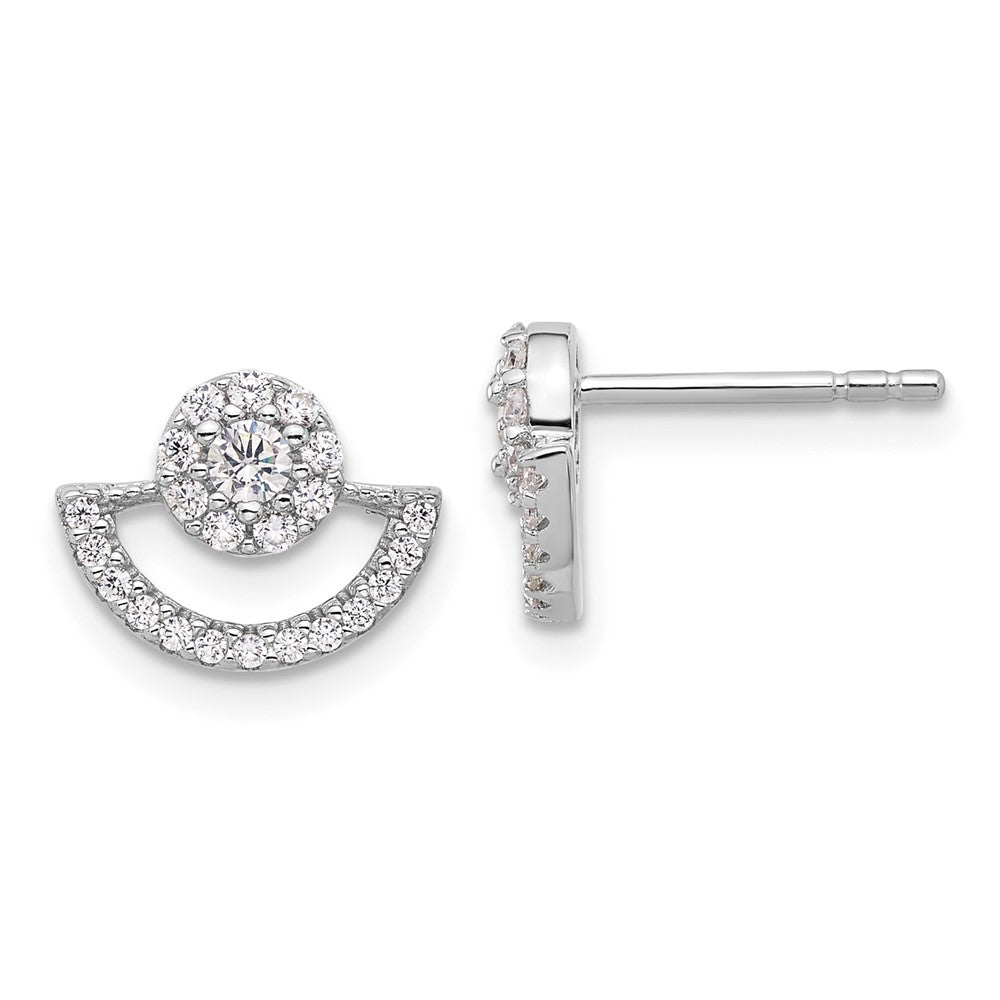 Rhodium-plated Sterling Silver Fancy CZ Post Earrings