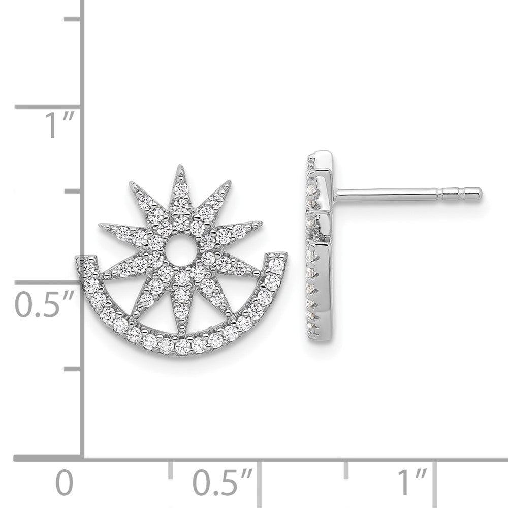 Rhodium-plated Sterling Silver Fancy CZ Star Post Earrings