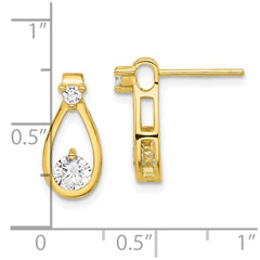 Yellow Gold-plated Sterling Silver CZ Teardrop Shape Post Earrings